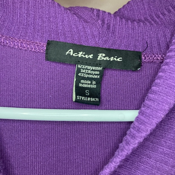 Y2k Active Basic dark purple long blouse with slouchy neck. - Picture 4 of 4